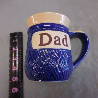 Cracker Barrel Large Stoneware Coffee Cup Mug Dad Blue Glazed & Tan