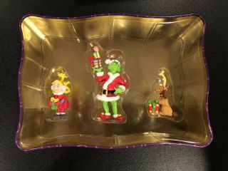 2001 Carlton Cards How The Grinch Stole Christmas Dr Seuss Max Ornament Tin Set