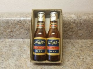 Blatz Beer Bottle Glass Salt & Pepper Shaker Set