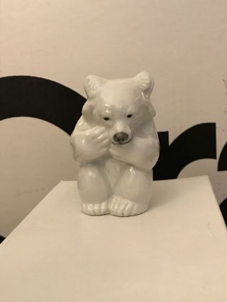 Royal Copenhagen Denmark Polar Bear Cub Eating Porcelain Figurine 235