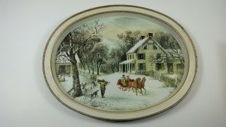 The American Homestead Winter Currier And Ives Tin Tray