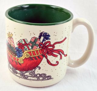 Potpourri Press Horse Sleigh Christmas Coffee Cup Mug 1987