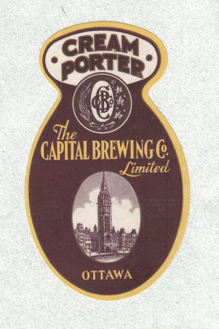 Beer Label - Canada - Cream Porter - The Capital Brg.  Co.  Ltd.  - Ottawa,  Ontario