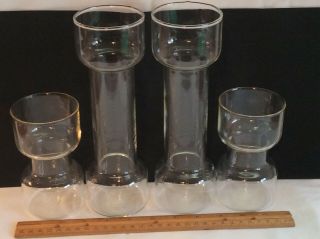 Vintage 70’s Set Pyrex Corning Un Candle Floating Holders Clear Glass 9” & 5”