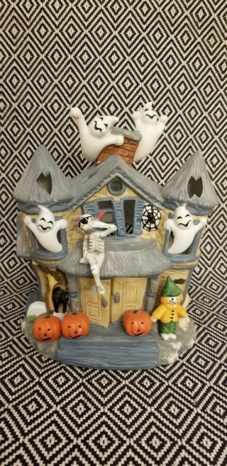 Partylite Haunted Tealight House P7311 Halloween Decor Ghosts Pumpkins Candle
