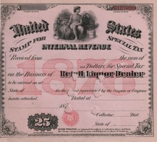 Antique 1876 MOONSHINE Whiskey STILL Distillery Liquor License War Keg Tax Bar 2