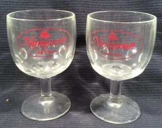 Narragansett Beer Goblet Glasses Set Of 2 Vintage Authentic