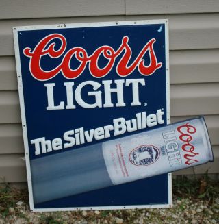 Silver Bullet Coors Light Beer Sign Metal Man Cave
