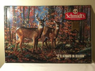 Schmidt’s Premium Beer Raised Tin “It’s Always In Season” Sign. 2