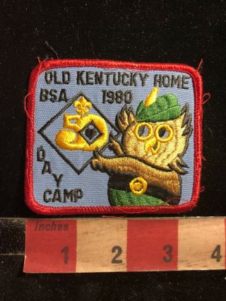 Vtg 1980 Woodsy Owl Old Kentucky Home Day Camp Boy Scouts Patch Bsa 99b7