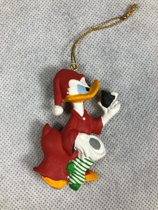 Vintage Rare Disney Donald Duck Holding Coal Christmas Ornament