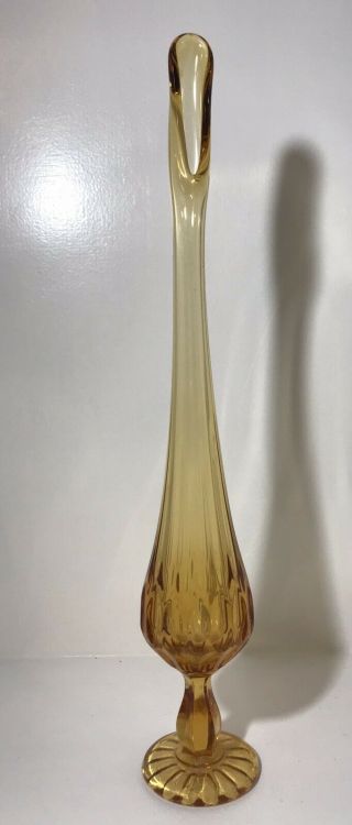 Vintage Viking Glass Amber Footed Swung Bud Vase