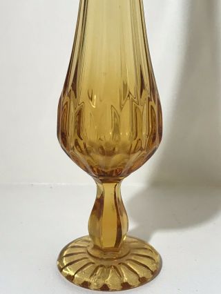 Vintage Viking Glass Amber Footed Swung Bud Vase 2