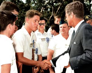 President John F.  Kennedy Greets Bill Clinton Age 16 In 1963 8x10 Photo (ep - 875)