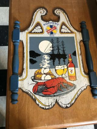 Ruppert Knickerbocker Beer 1970’s Wooden Beer Sign Ship Lobster