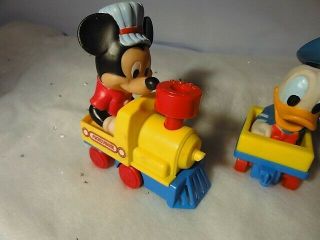 Vintage Plastic Train Set Disney Wind - Up Mickey Mouse Pluto Donald Duck 3