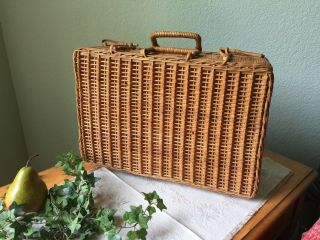 Vintage Wicker Rattan Suitcase 16 