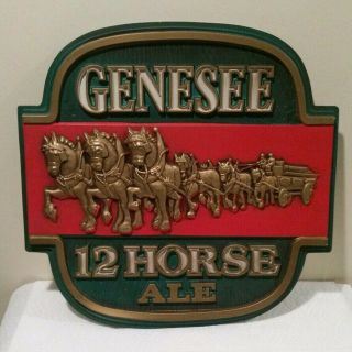 Vintage.  3d Genesee 12 Horse Ale Bar Advertising Beer Sign.  16 " X16 "