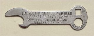 1910s Harvest King Pilsener Beer Kansas City Missouri Key Bottle Opener B - 21 - 256