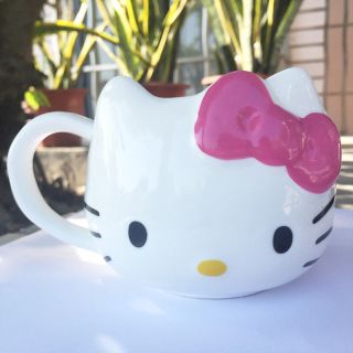 1pcs Lovely Hello Kitty Cat White Pink Bowknot Cup Tea Milk Or Coffee Mug