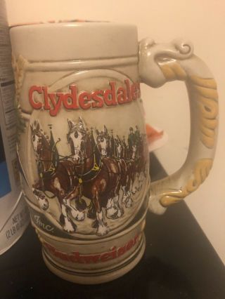 Vintage 1981 Budweiser Clydesdales Horses Carriage Beer Stein Mug Ceramarte