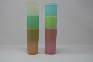 6 Vintage Tupperware Cups Glasses Pastel Tumblers 117 Juice 6 Oz