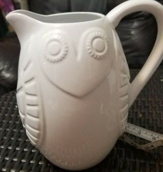 Happy Chic White Owl Pitcher By Jonathan Adler Ceramic Whimsical Bird Drink