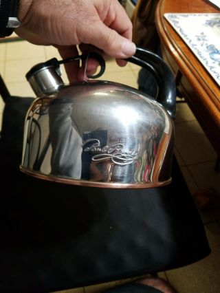 Vintage Revere Ware Copper Bottom Whistling Tea Pot Teapot Kettle H 98 - C Korea