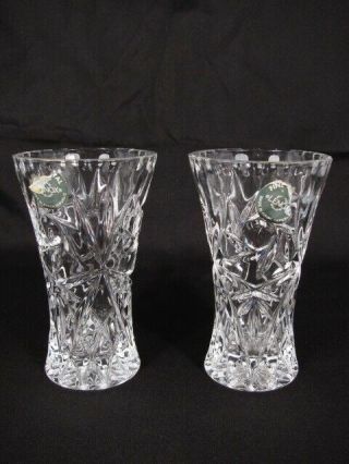 Set Of 2 Lenox Fine Crystal Cut Glass Bud Vase Star Pattern 4 "