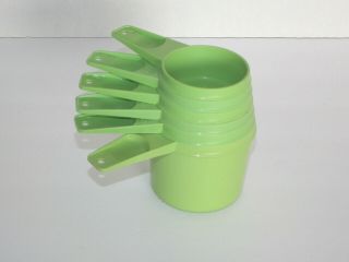 Vintage Tupperware Complete Set Of Apple Green Stacking Measuring Cups