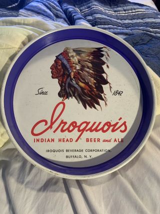 Vintage Iroquois Beverage Corp Indian Head Beer & Ale 12” Tray Buffalo York