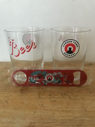 Camden Town Brewery Gift Set2 X Jack Pint Glass.  Bn With Rare Bar Blade 1 Only