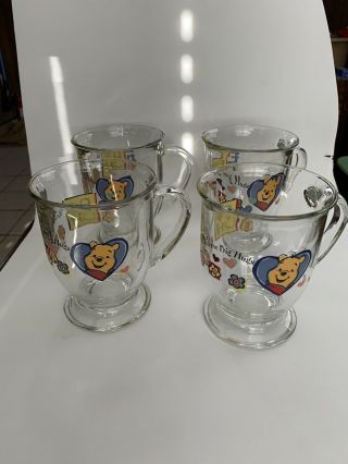 Disney Winnie The Pooh 5 " Drinking Glasses Set Of 4 Glasses