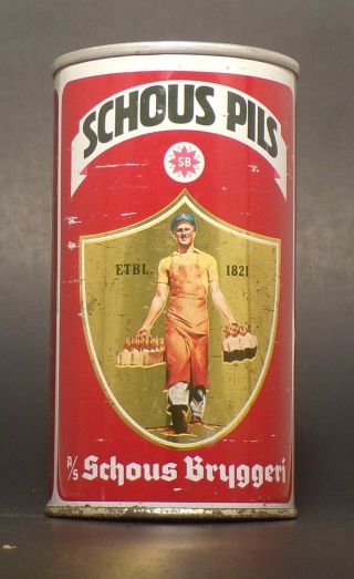 Schous Pils Straight Steel Tab Top Beer Can From Norway