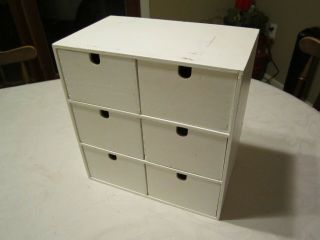Vintage Wood Organizer Box Cabinet With 6 Drawers Dovetail Joints