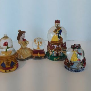 Disney Beauty And The Beast Belle Set Of 4 Snowglobe