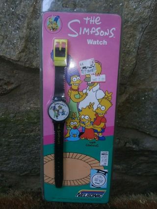 Vintage 1990 Simpsons Nelsonic Digital Watch In Package Old Stock