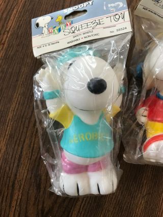 In Packaging Vintage Snoopy Aerobics Workout Plastic Squeeze Toys Set/ 2 2