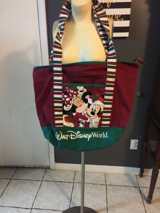 A1 Walt Disney World Mickey Mouse Minnie Christmas Tote Bag Theme Park