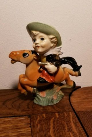 Vintage Japan Little Cowboy Riding Horse Salt And Pepper Shakers Cute
