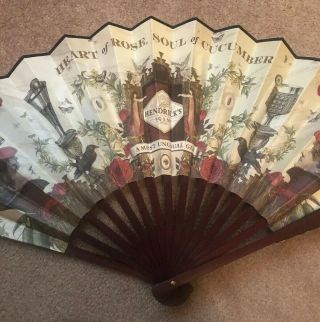 Hendricks Gin Wooden Folding Fan Unusual and Unique - - Collector’s Piece 2