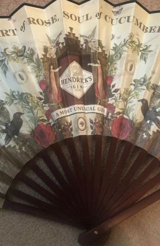 Hendricks Gin Wooden Folding Fan Unusual and Unique - - Collector’s Piece 3
