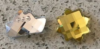 Swarovski Silver Crystal 2” Mini Cruise Ship/gold 1 3/4” Mini Crystal Sun Magnet
