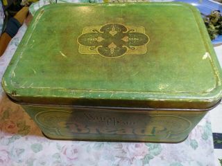 Wheat Heart Bread Box Vintage Green 1970 Hinged Top Made By R&d C
