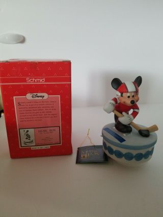 Disney Schmid Mickey Mouse Plays Hockey Music Box