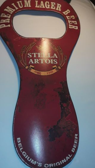 Stella Artois Premium Lager Beer Metal Bottle Opener Sign