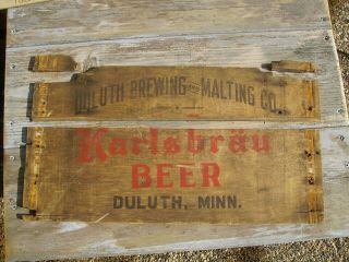 Vintage Duluth Brewing & Malting Karlsbrau Beer Wood Box Crate Side For Sign