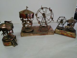 (3) Berkeley Design Copper Tin Music Box Carnival Carousel Walts Sankyo Musical