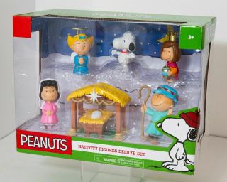 Peanuts Charlie Brown Snoopy Nativity Christmas Figures Deluxe Set 2016 Mib