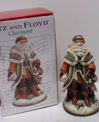 Euc 2006 Fitz And Floyd Clairmont Santa Music Box Figurine,  Deck The Halls